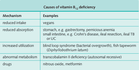 Causes of vitamin B12 deficiency
