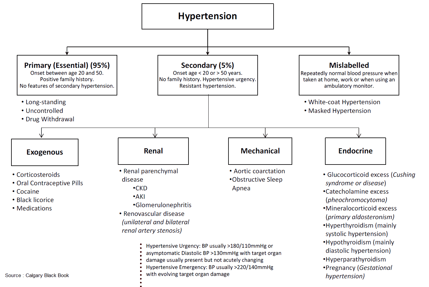 Causes of Arterial Hypertension (HTA)