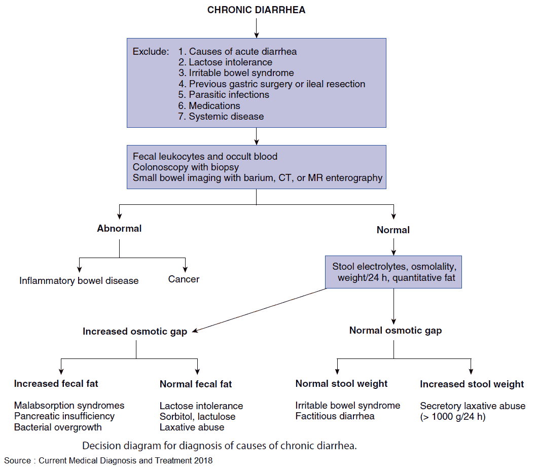 Decision diagram for diagnosis of causes of chronic diarrhea